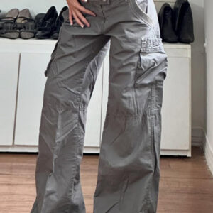 Retro Gray Loose-Fit Cargo Pant