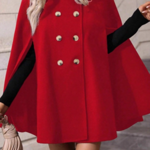 Elegant Double Breasted Relaxed Slim Wool Mid Length Coat