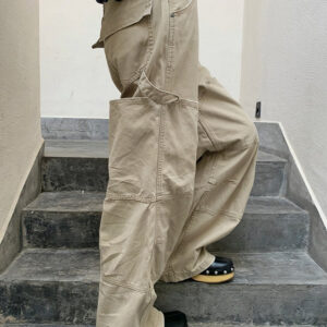 Deconstructed Paneled Utility Straight Leg Jeans