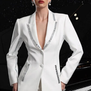 Skinny Fit Rhinestone Lapel Blazer