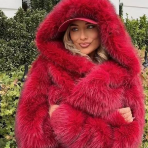 Classic Fox Trim Hooded Thick Warm Chic Coat
