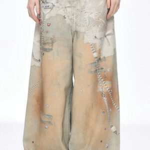Tie Dye Baggy Roomy Leg Denim Jeans