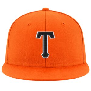 Custom Orange Black-White Stitched Adjustable Snapback Hat